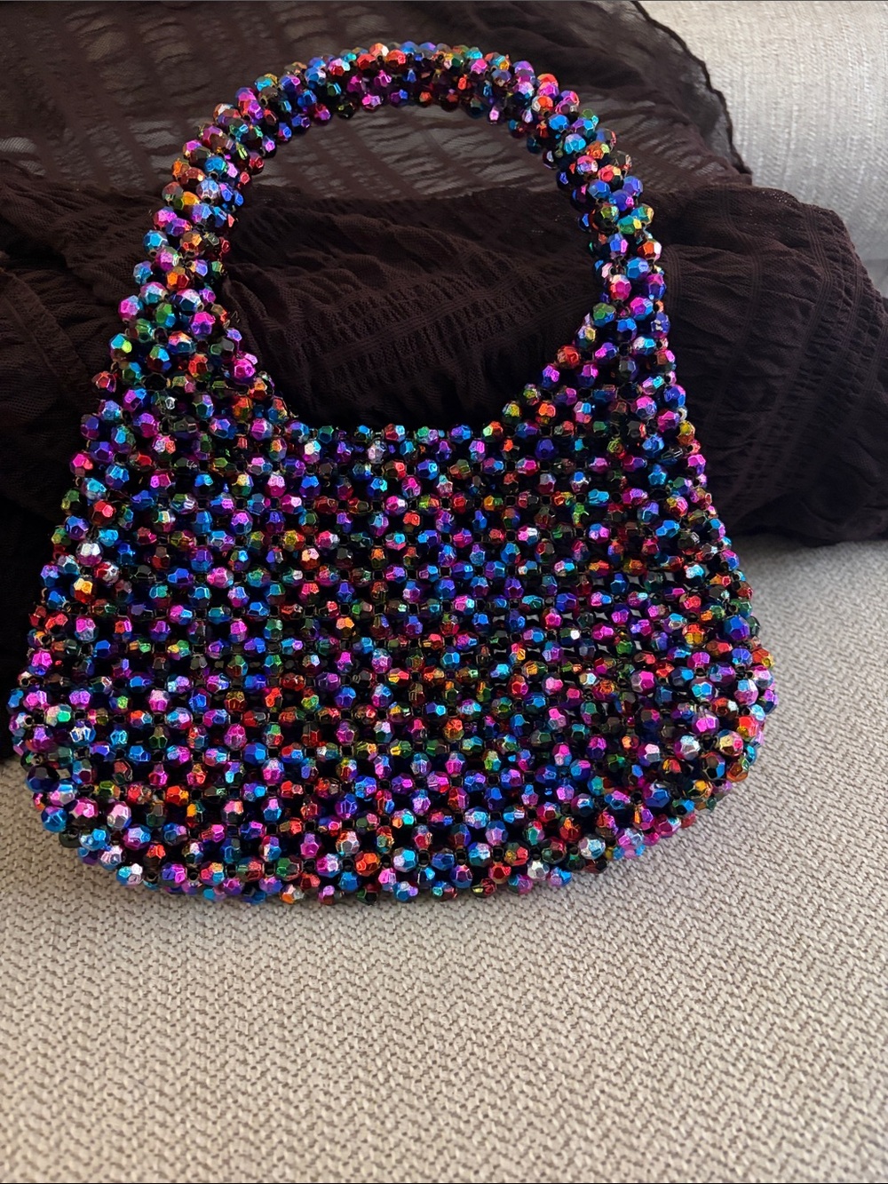 Beaded Multicolor Shoulder Bag - Fashion Handbag